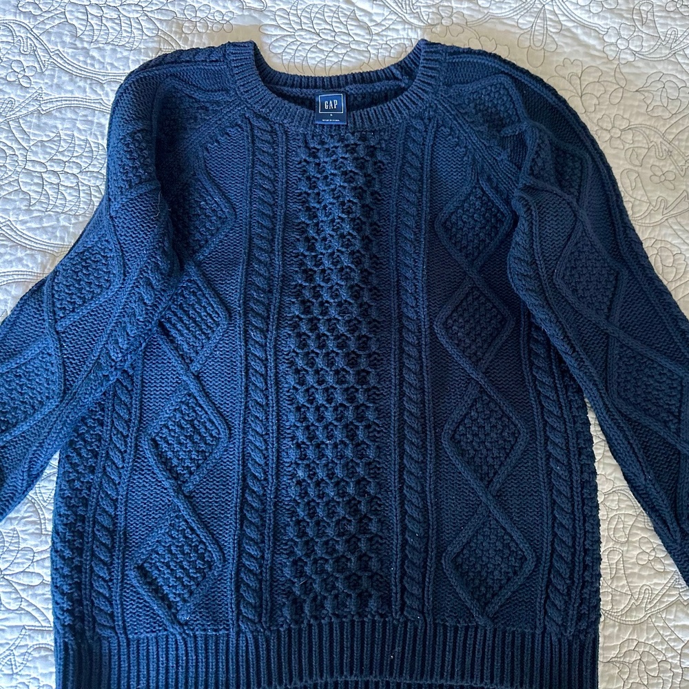 Gap 100% cotton chunky knit sweater, navy blue, size S